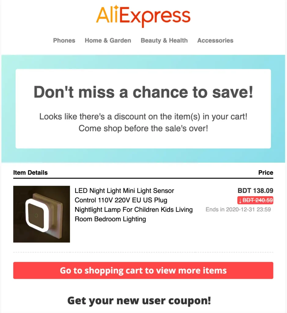 Abandoned Cart Emails emails examples